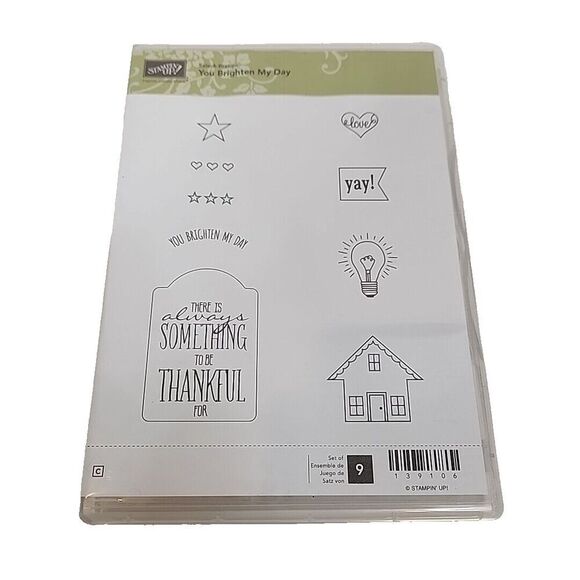 Stampin'‎ Up! YOU BRIGHTEN MY DAY Stamp Set of 9 139106 Thankful Star Heart - Picture 1 of 4